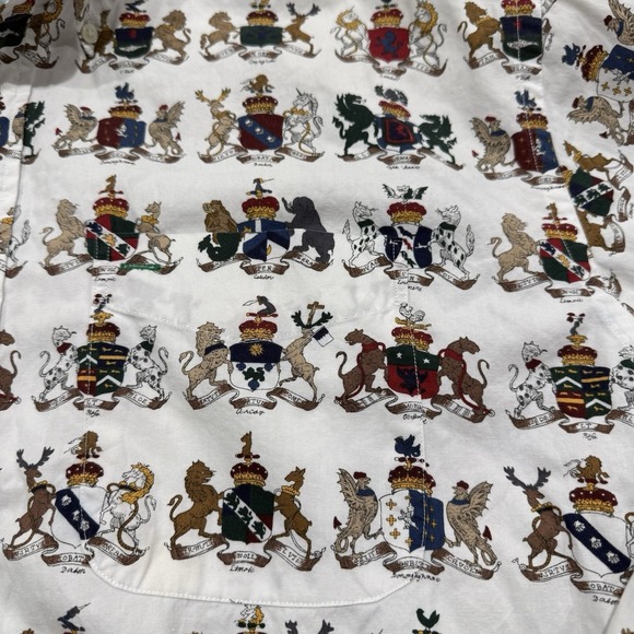 VTG Tommy Hilfiger Mens Large long sleeve button down shirt All Over Crest Logo - Picture 4 of 7